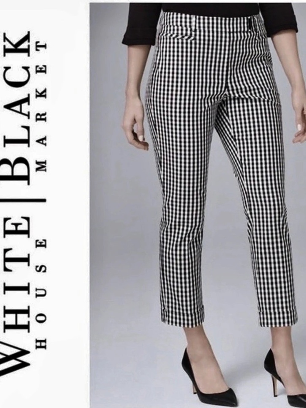 White House Black Market The Slim Crop Gingham Pants